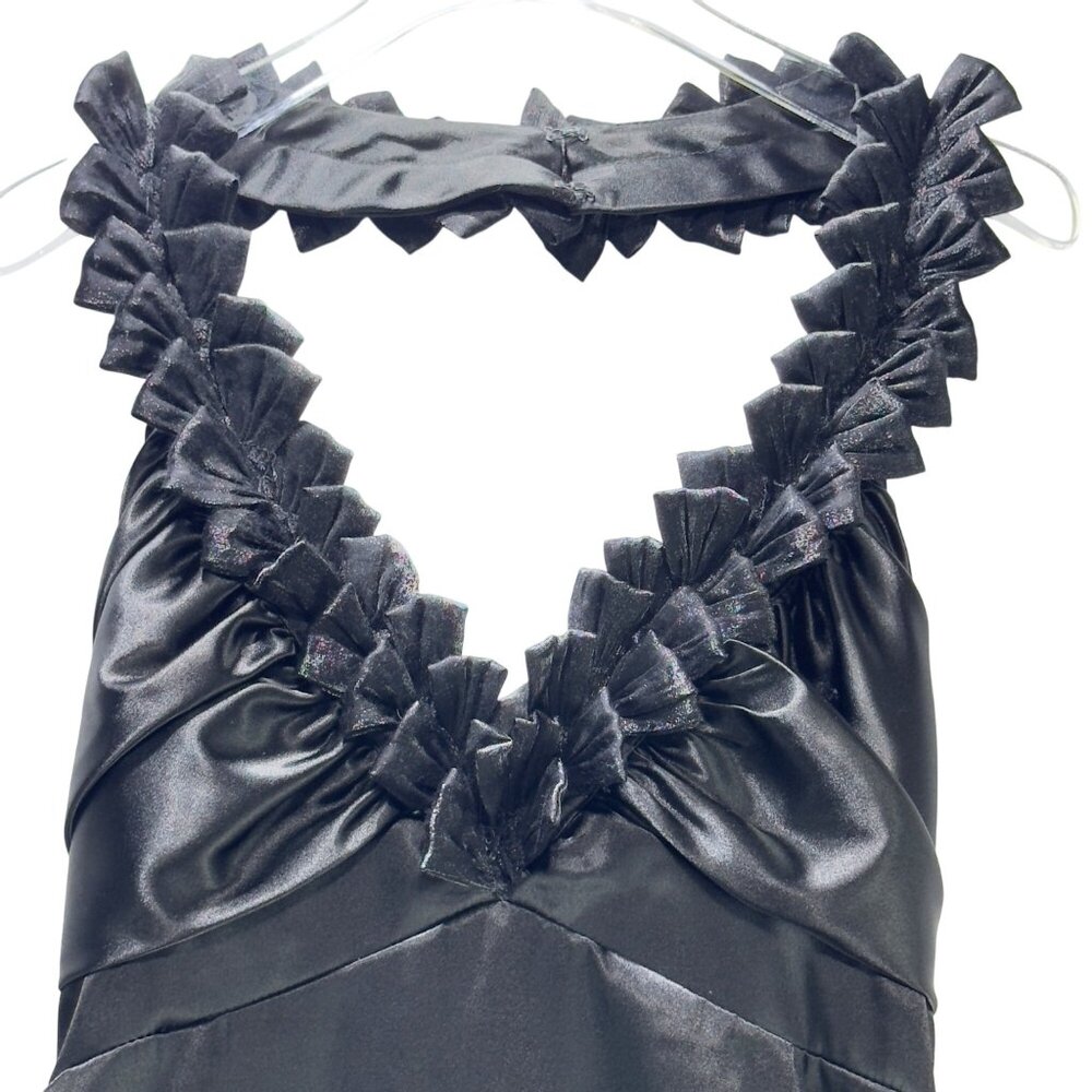 Niki By Niki Livas Black Ruffled Halter Cocktail Dress Size 10 - Picture 4 of 12